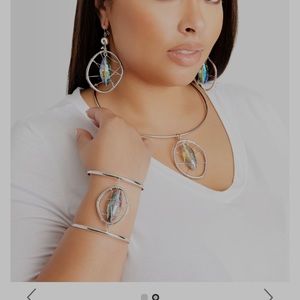 Plus size-Silver or Gold Color Wire Wrapped 3pc sets Necklace, Bracelet Earrings